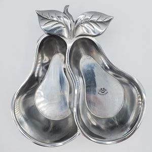 Lenox Discontinued Divided Double Pear Dish Metal